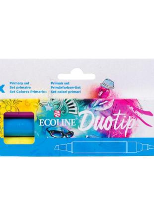 Набір акварельних двосторонніх маркерів ecoline duo tip primary 3 шт royal talens