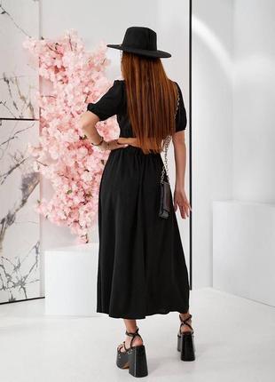 Жіноча вишукана сукня міді довге плаття розріз на талії7 фото