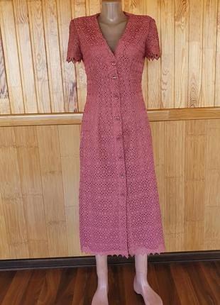 Лаконічне міді плаття мереживне/прошва/решельє xs-s mango