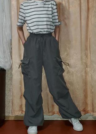 Широкие брюки карго парашюты shein с затяжками для танцев в стиле у2к y2k5 фото