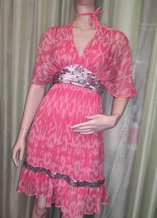 Платье кораллового цвета "этно" с комбинацией (комплект) "monsoon"2 фото