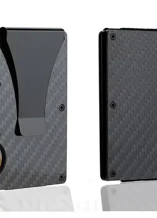 Гаманець карбоновий кардхолдер для банківських карт carbon style + затиск для грошей і купюр