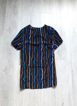 Легкая синяя блуза в разноцветную полоску 1+1=3