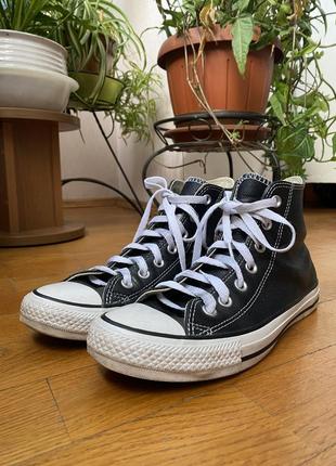 Кожаные кеды converse chuck taylor all star черные конверсы