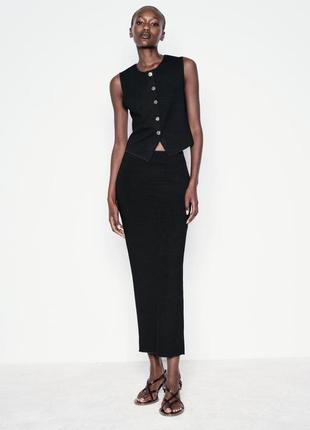 Костюм спідниця жилет zara трикотажний
