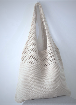 Уценка! новая вязаная сумка мешок молочного цвета