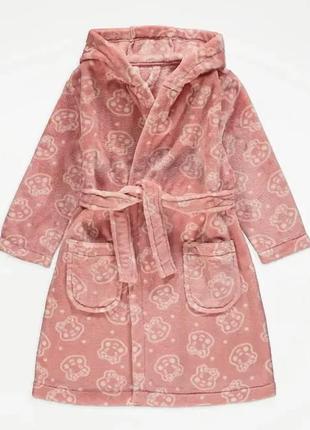 Халат плюшевий рожевий від george на дівчинку 2-3 роки 92-98 см
