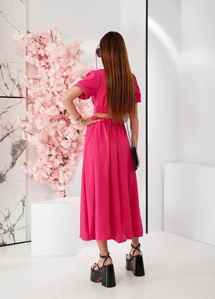 Жіноча сукня довга плаття міді розріз на талії6 фото