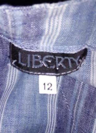 Льняная рубашка в полоску liberty  р-р 12 оверсайз 5