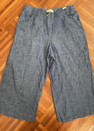 Штани укорочені льон 💯 тренд льняні дизайнерські преміум бренду naturalmente m l 40-42 німеччина