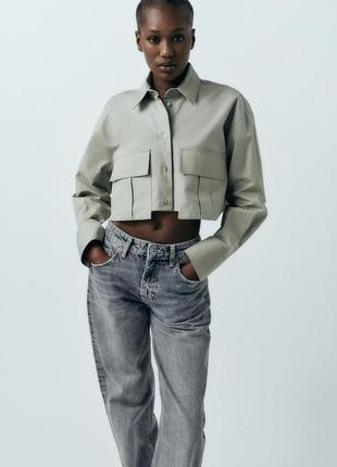 Укороченная рубашка из габардина