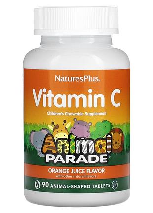 Вітамін c nature's plus animal parade vitamin c 90 таблеток у формі тварин зі смаком апельсину