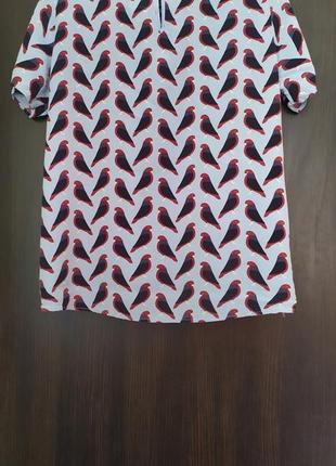 Яркая женская голубая блузка блуза lieblingsstuck птички птицы яркая голубая женская блузка блуза птицы3 фото