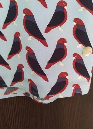 Яркая женская голубая блузка блуза lieblingsstuck птички птицы яркая голубая женская блузка блуза птицы4 фото