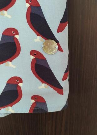 Яркая женская голубая блузка блуза lieblingsstuck птички птицы яркая голубая женская блузка блуза птицы2 фото