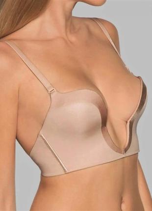 80-с телесный бюст на лягушачьих лапках с глубоким декольте wonderbra w00j5