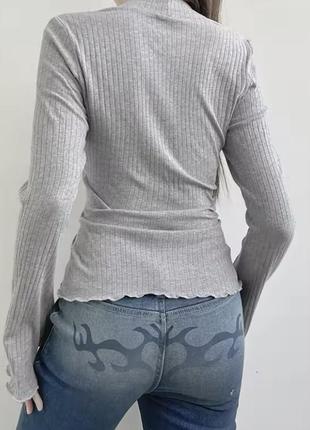 Топ серый рубчик с белым кружевом в стиле coquette
