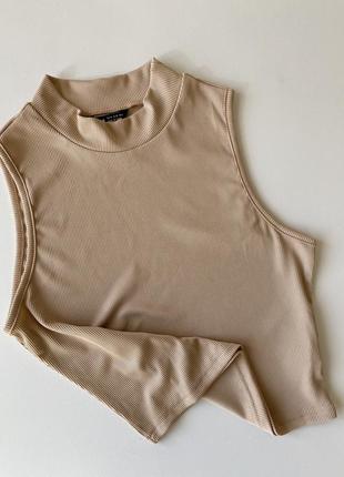 Стильний топ в рубчик shein/ майка бежева в рубчик shein
