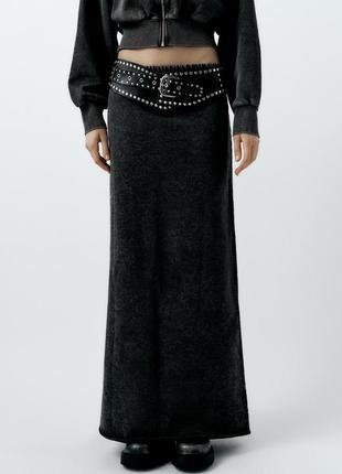 Zara нова довга спідниця максі виварений ефект тепла спідниця