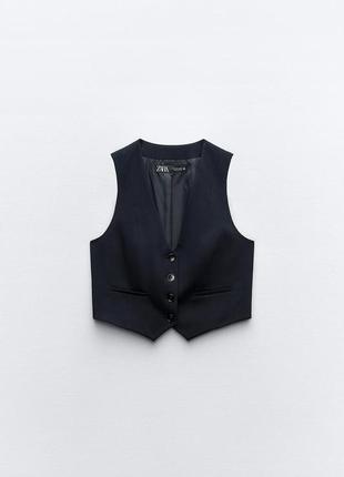 Темно синій жилет zara