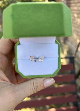 Серебряные серьги киски 925