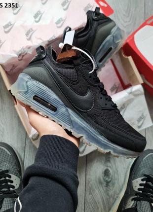Кроссовки/ботинки nike air max 90 terrascape black blue (черные) топ качество👌 кожаные