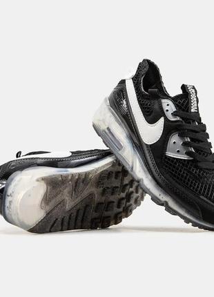Кроссовки/ботинки осенние nike air max 90 terrascape black blue (черно/белые) топ качество кожаные
