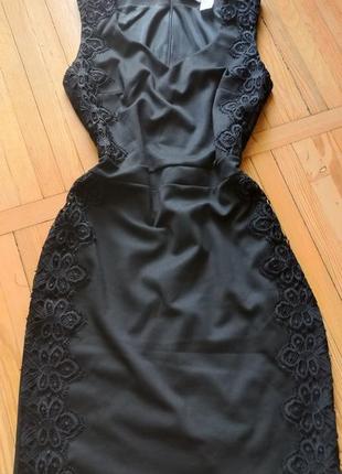 Черное платье футляр вышиванка 48 50 размер новое