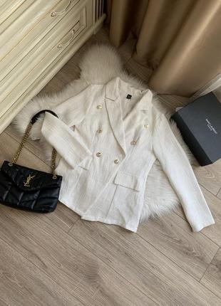 Піджак твід в стилі zara, блейзер, жакет твид, твідовий білий м