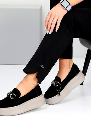 Лоферы, мокасины женские, натуральная замша