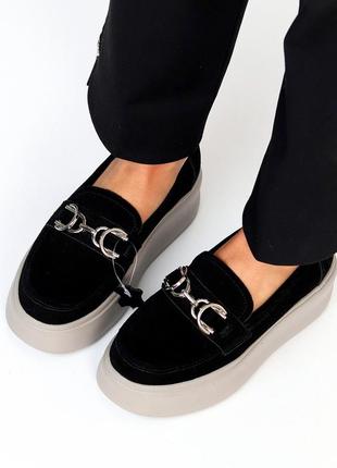 Лоферы, мокасины женские, натуральная замша