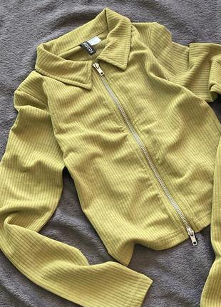 Костюм h&m лонгслів кроп топ кофта на молнії з коміром рубашка штани брюки палаццо розкльошені в рубчик широкі штани спортивний костюм для прогулянок