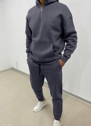 Спортивний костюм чоловічий осінній на осінь теплий демісезонний повсякденний флісовий на...