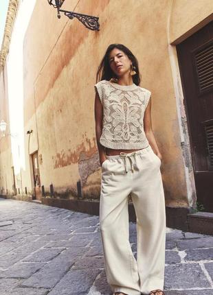 Бавовняні штани wide leg zara