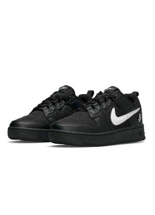 💎чоловічі кросівки nike air force 1 yin yang fleece termo all black white / демісезонні / весняні, літні, осінні / текстиль, шкіра, замша /