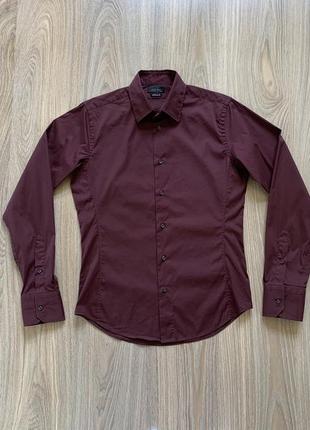 Мужская базовая хлопковая рубашка с длинным рукавом zara super slim fit