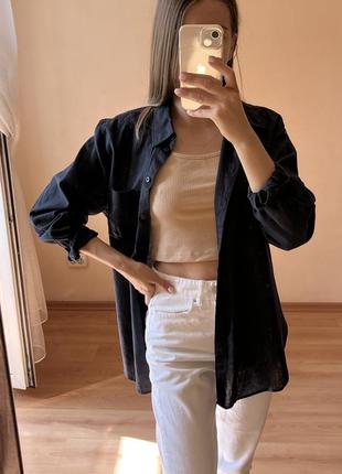 Біла льняна рубашка hm сорочка2 фото