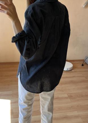 Біла льняна рубашка hm сорочка3 фото