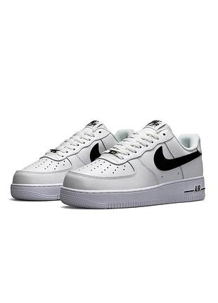 💎чоловічі кросівки nike air force 1 ‘07 low black white / демісезонні / весняні, літні, осінні / текстиль, шкіра, замша /