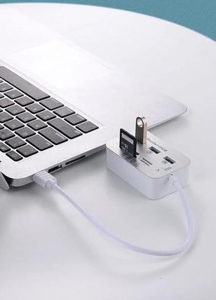 Хаб-перехідник концентратор 7в1 hub usb 3.0 / 3 port usb + tf + sd (hc) + m2 + ms duo / юсб-хаб кардридер f95 фото