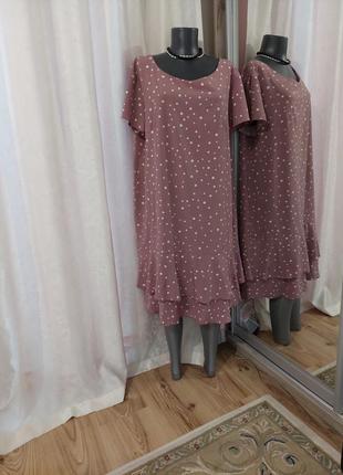 Комфортное с воланом по низу платье 👗 большого размера