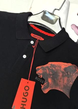 Интересное мужское поло черного цвета