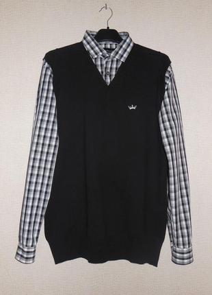 2в1! рубашка + жилет-кежуал натуральная blue inc denim (турция) р.l