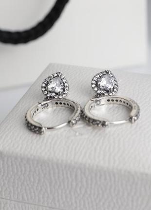 Pandora серьги "сердце с блестящим ореолом"