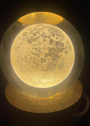 Нічник світильник скляна куля з місяцем