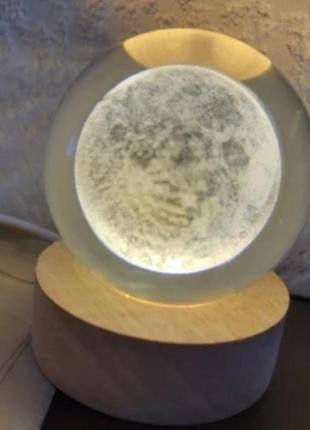 Нічник світильник скляна куля з місяцем