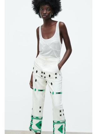 Брюки льон штани zara