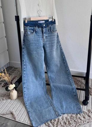 Джинсы zara со вставкой на талии