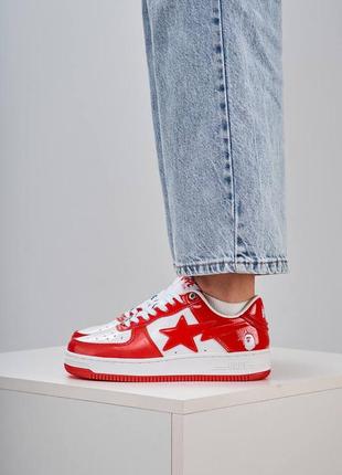 Кроссовки в стиле bape sta patent white red