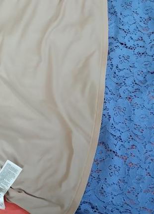 Голубое кружевное платье-сарафан с бежевой подкладкой, на регулирующих бретелях